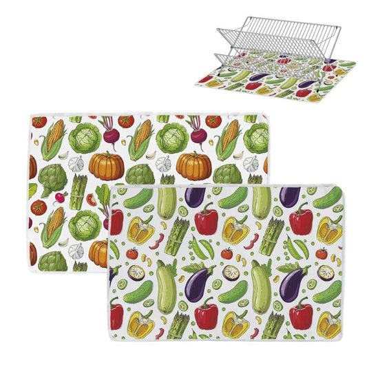 JUEGO DE 2 ALFOMBRILLA ESCURREPLATOS 45X30 VERDURAS