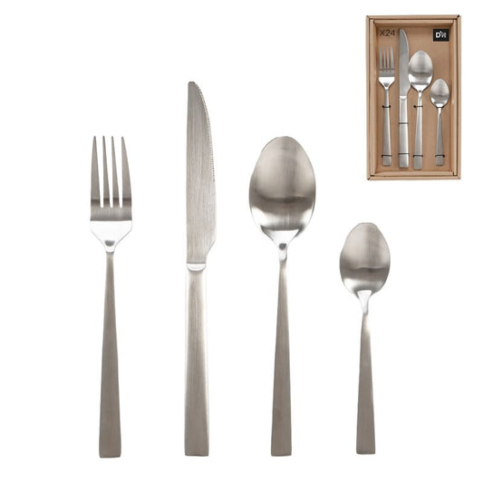 JUEGO 24 CUBIERTOS SIMIL PLATA