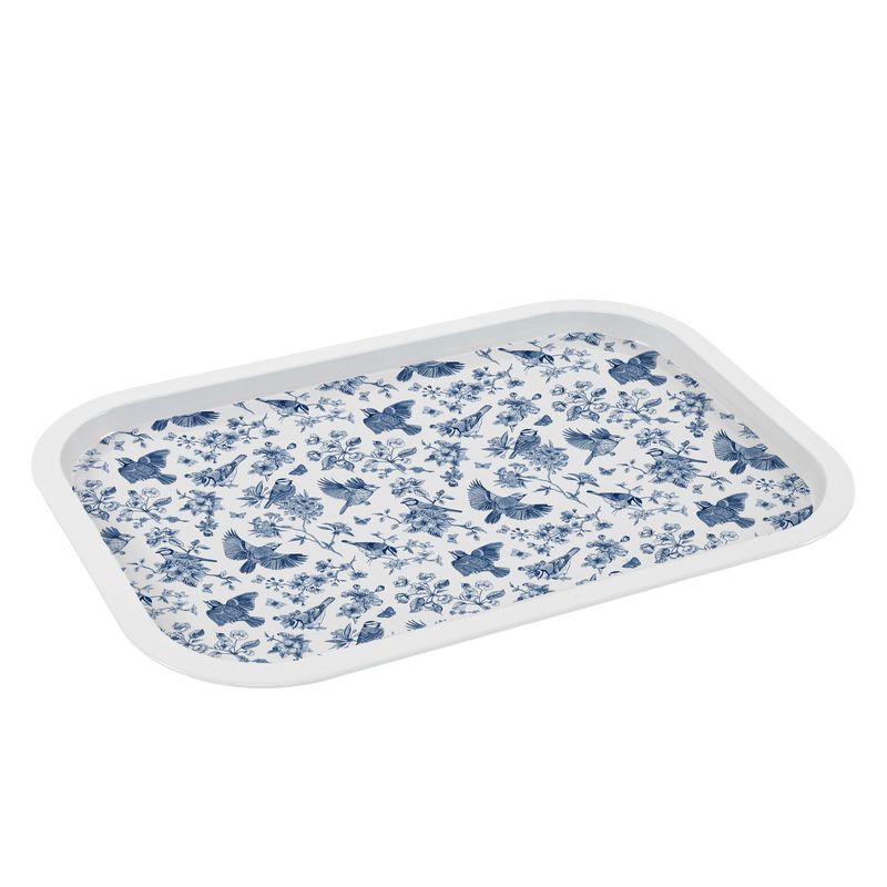 BANDEJA METAL 40X28,5 FLORES AZUL