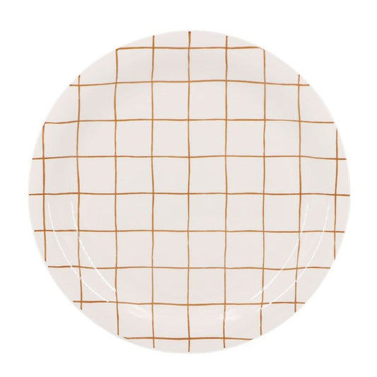 PLATO LLANO 27CM CUADROS AMARILLO
