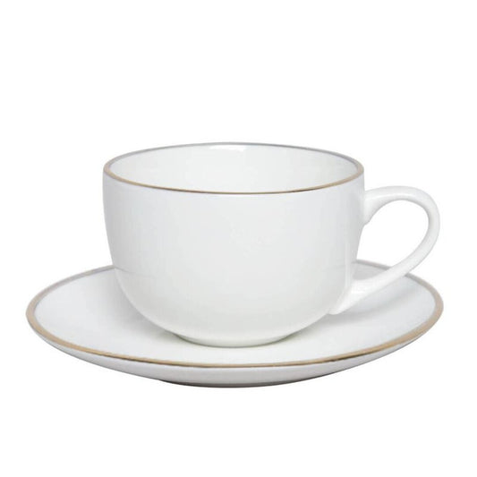 TAZA 230ML CAFE CON LECHE PORCELANA CON VIVO DORADO