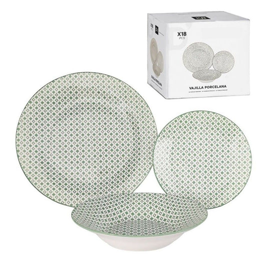 VAJILLA 18 PIEZAS VERDE AGUA