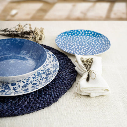 VAJILLA ESTAMPADO FLORAL AZUL
