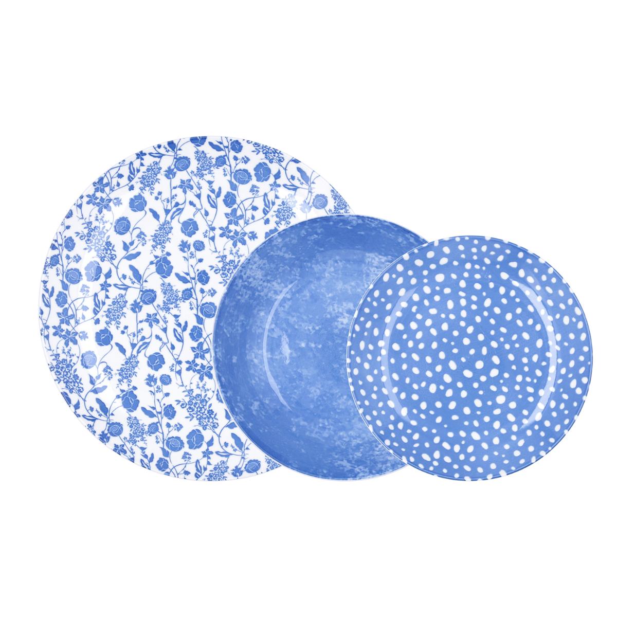 VAJILLA ESTAMPADO FLORAL AZUL