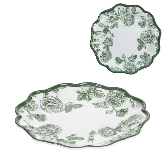 PLATO POSTRE MELAMINA FLOR VERDE