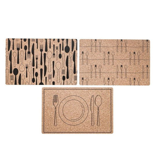 JUEGO DE 3 INDIVIDUAL PLASTICO SIMIL CORCHO