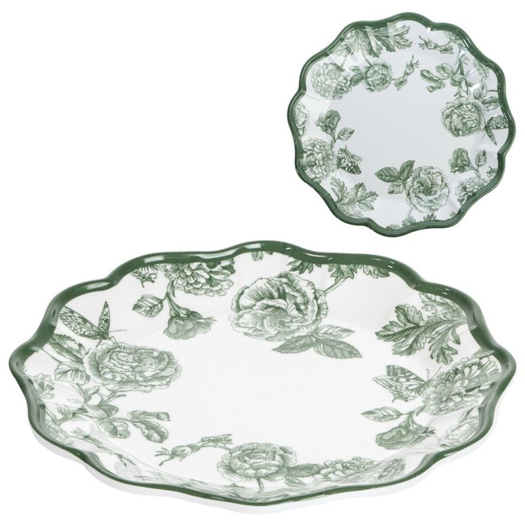 PLATO LLANO MELAMINA FLOR VERDE