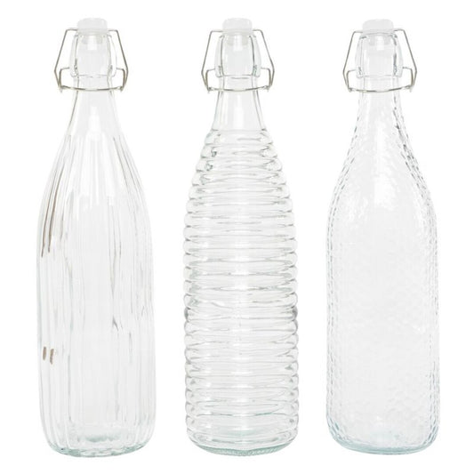JUEGO DE 3 BOTELLA 1L TRANSPARENTE
